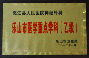 夹江县人民医院神经外科乐山市医学重点学科（乙级）
